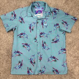 Retro Rifle Youth Large Short Sleeve Synth Shark Button Up